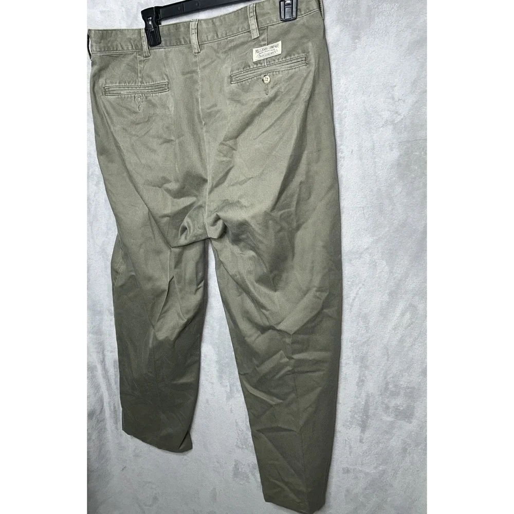 Polo Jeans Pants Mens 36x32 fits{34x29}  Olive Green Chino  Double Pleated 90s